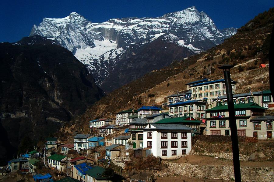 View of Kongde Peak from Namche Bazaar