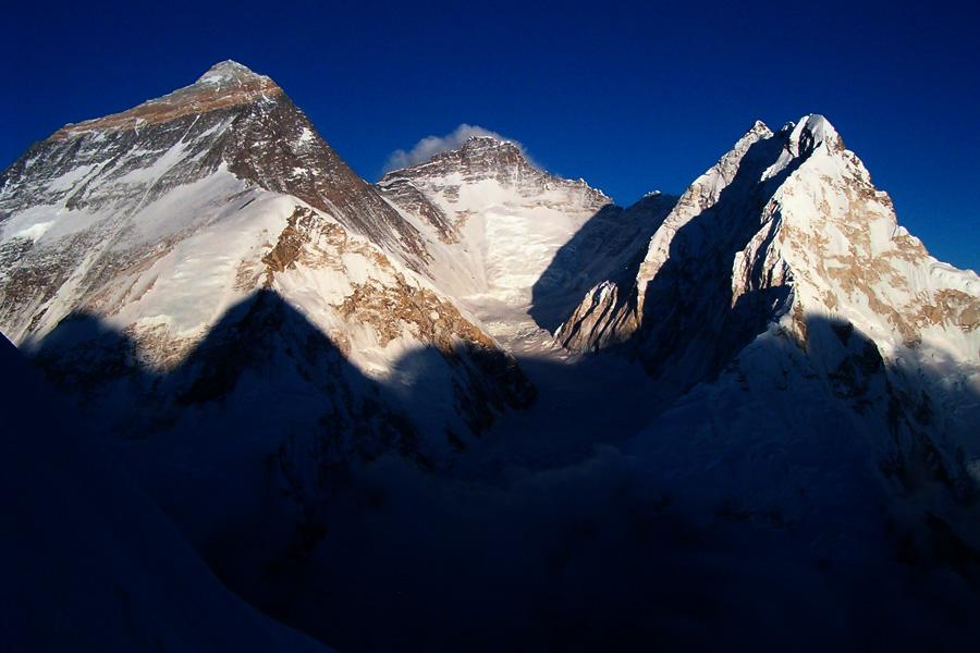 View of world's tallest peak Mount Everest, Lhotse and Nuptse.